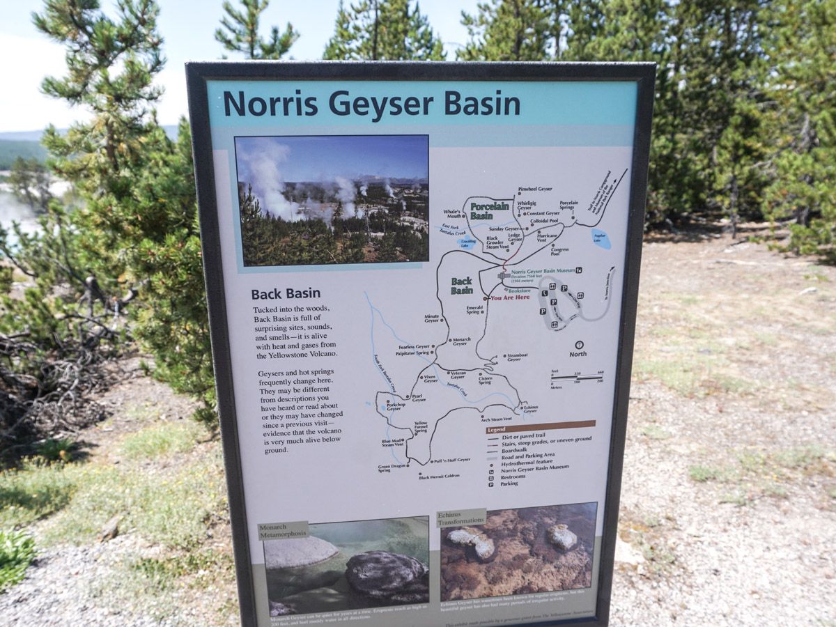 Map at Norris Geyser Hike in Yellowstone National Park