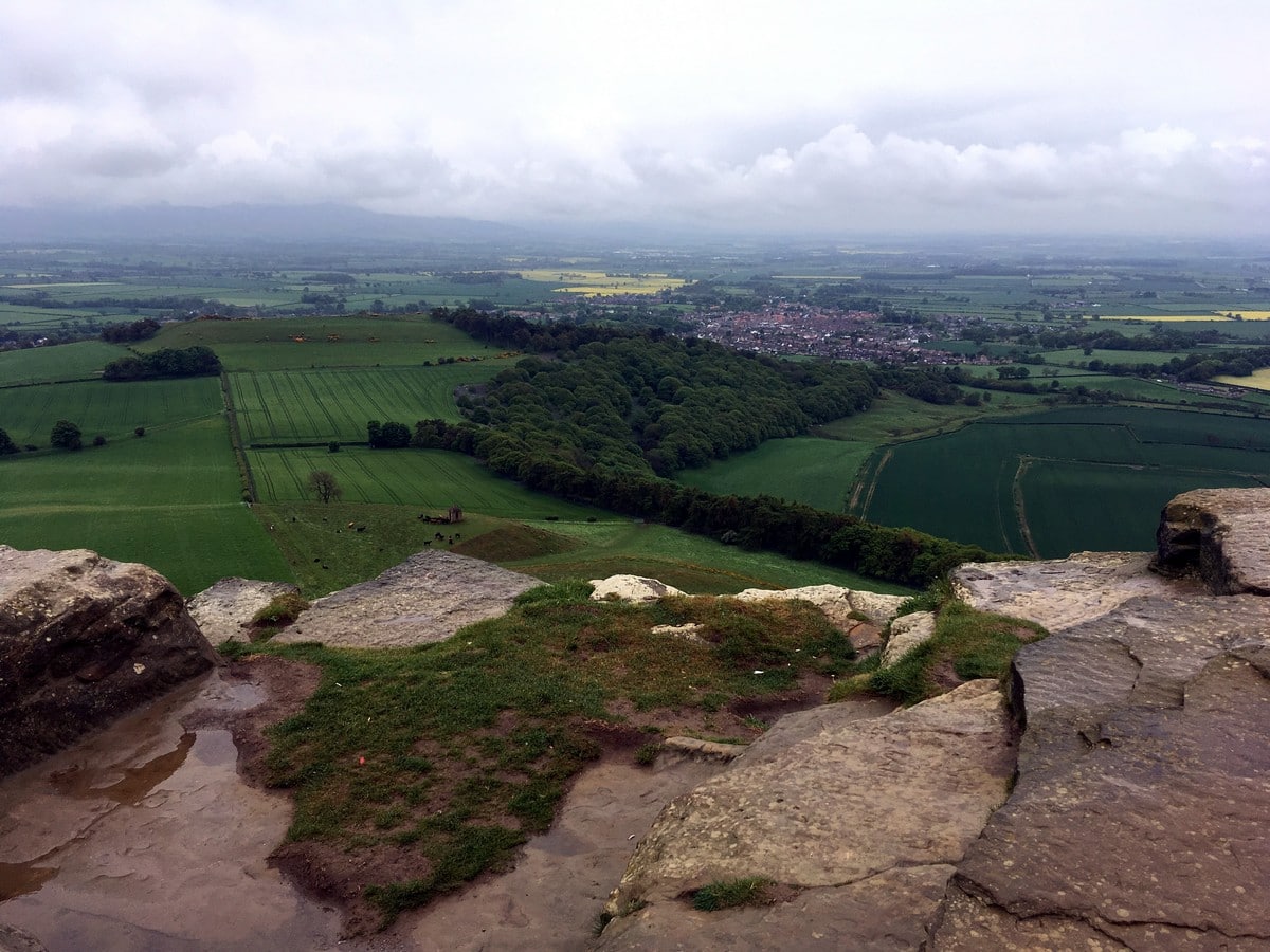 View from the top of the Captain Cook's Monument and Roseberry Topping Hike in North York Moors, England