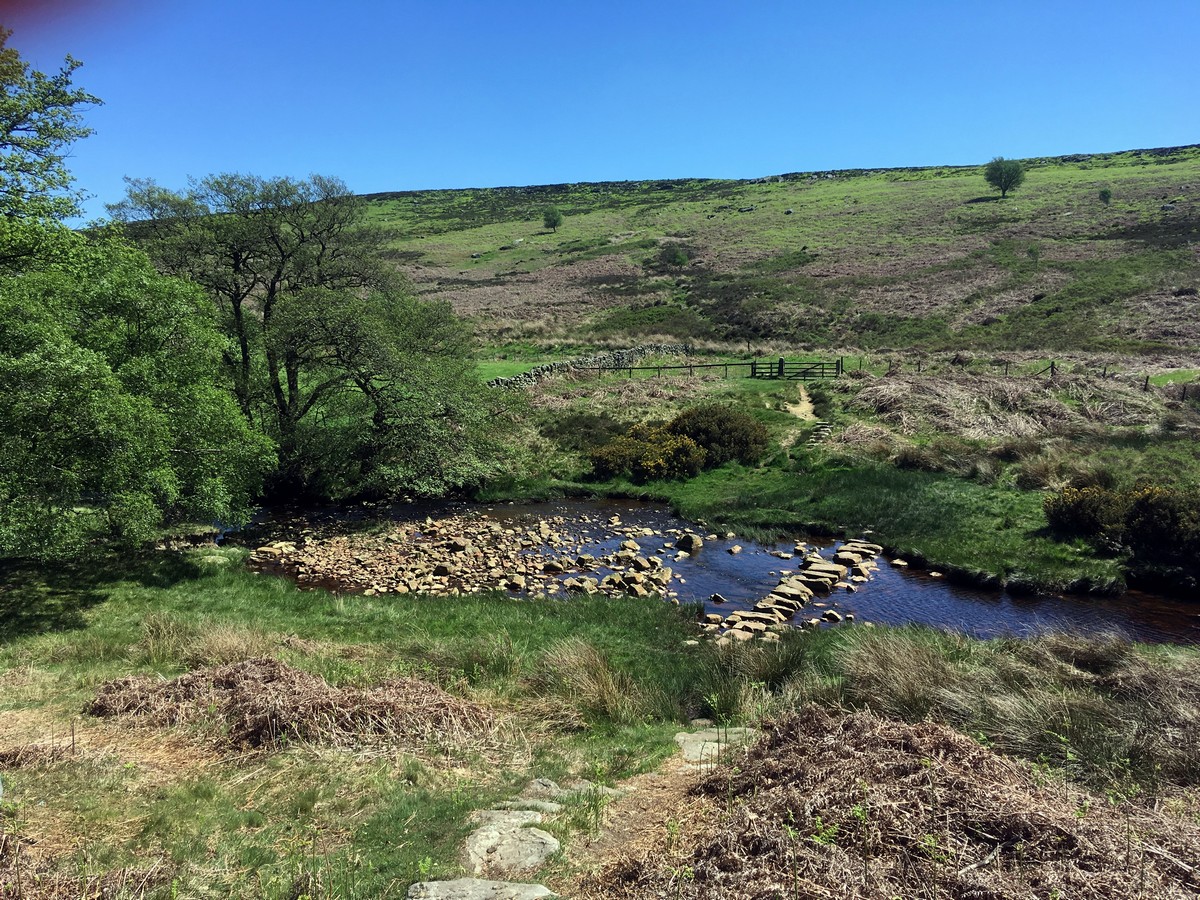 Stepping stones of the Goathland, Mallyan Spout and the Roman Road Hike in North York Moors, England