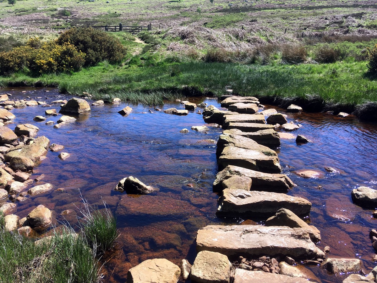 Stepping stones on the Goathland, Mallyan Spout and the Roman Road Hike in North York Moors, England