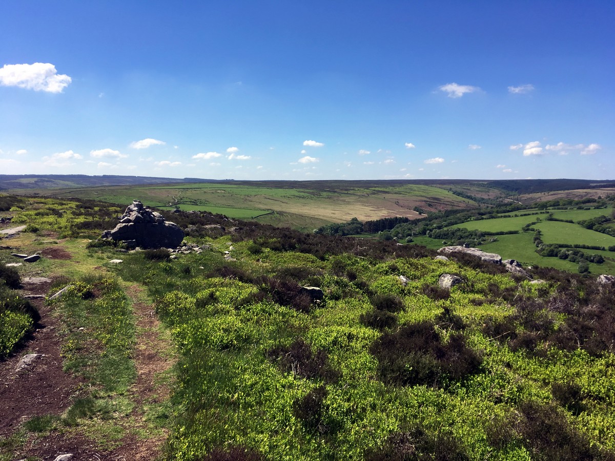 Moorland track on the Goathland, Mallyan Spout and the Roman Road Hike in North York Moors, England