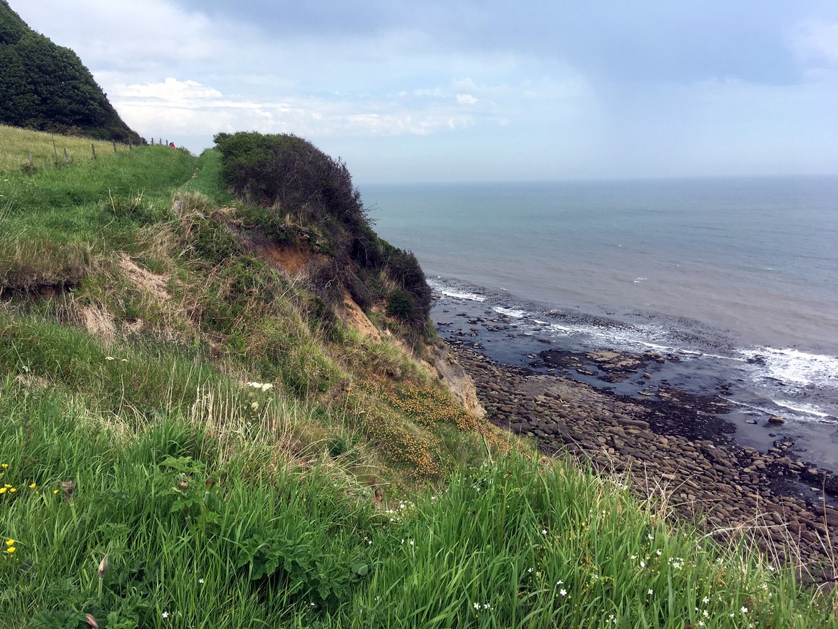 Pebble beach of Cloughton Wyke on the Cloughton and Hayburn Wyke Hike in North York Moors, England