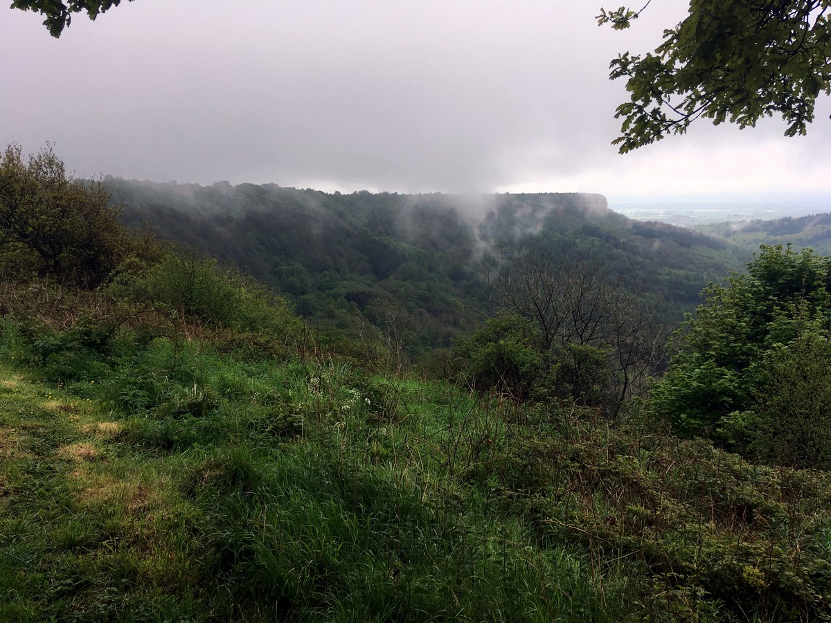 View from Cleveland Way on the Sutton Bank, White Horse of Kilburn and Gormire Lake Hike in North York Moors, England