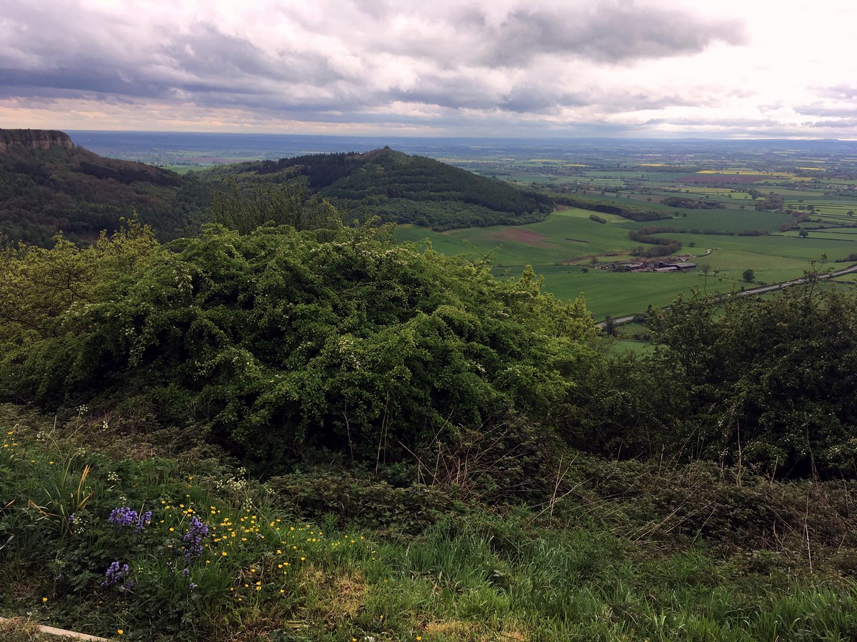 Panorama from the Sutton Bank, White Horse of Kilburn and Gormire Lake Hike in North York Moors, England