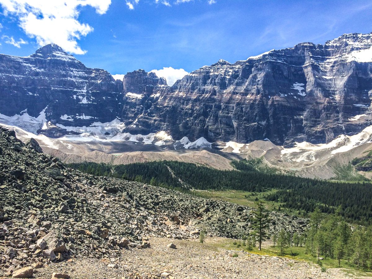 Beautiful mountains from the Paradise Valley Circuit Hike near Lake Louise, Banff National Park, Alberta