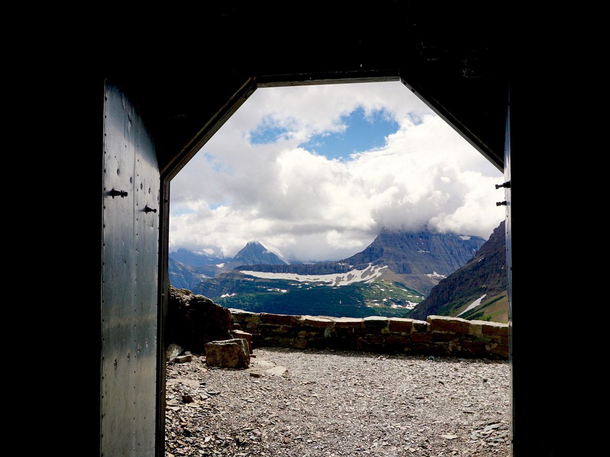 View at the mountain at Ptarmigan Tunnel Hike in Glacier National Park