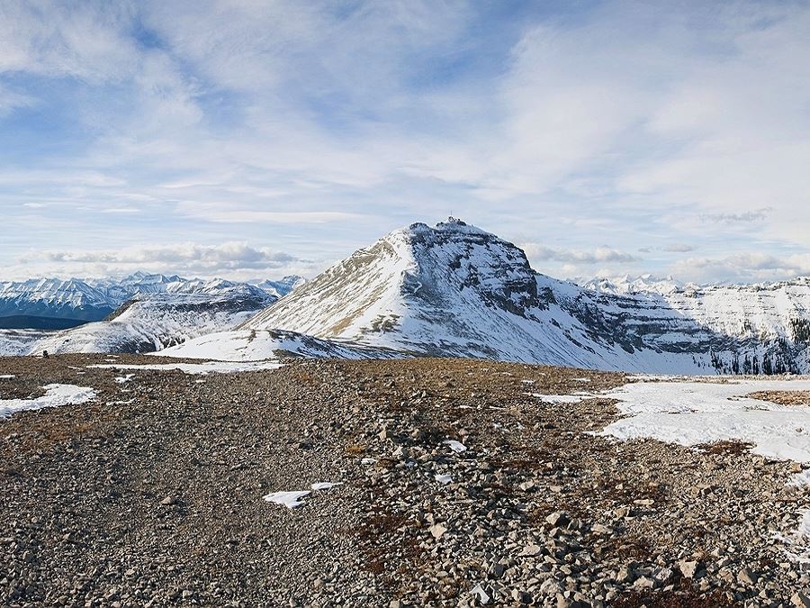 Summit in the distance on the Moose Mountain Hike from Bragg Creek, Kananaskis