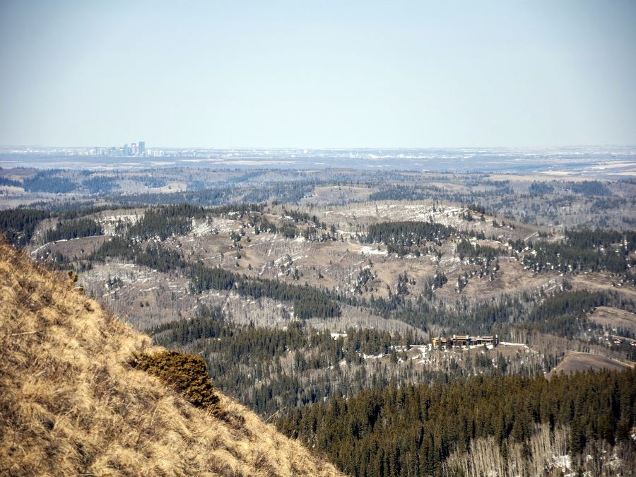 Calgary in the distance from the Mesa Butte hike from Bragg Creek, Kananaskis