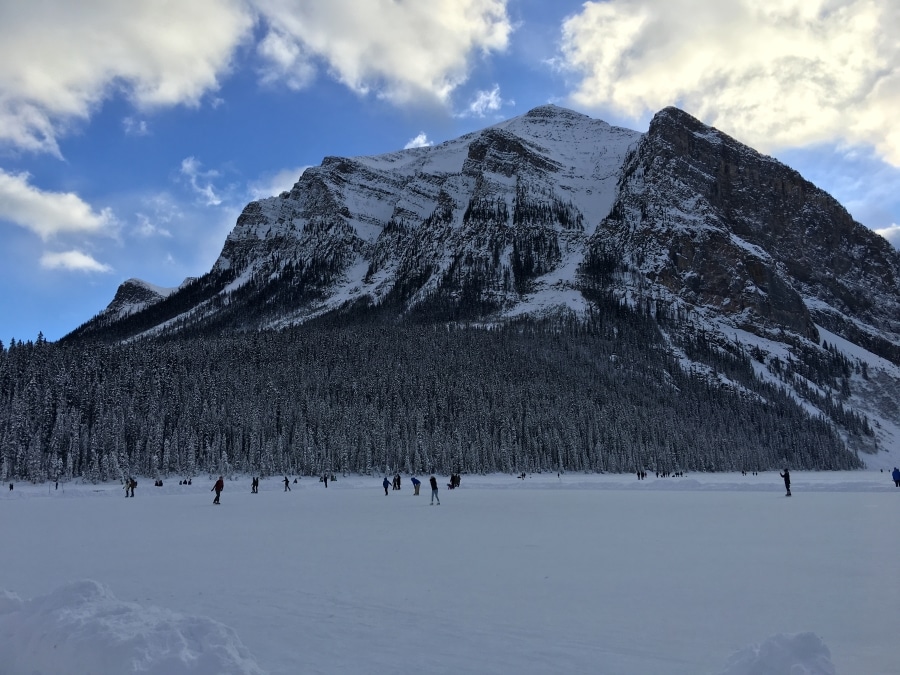 Include skating on Lake Louise when planning your ski trip with a family