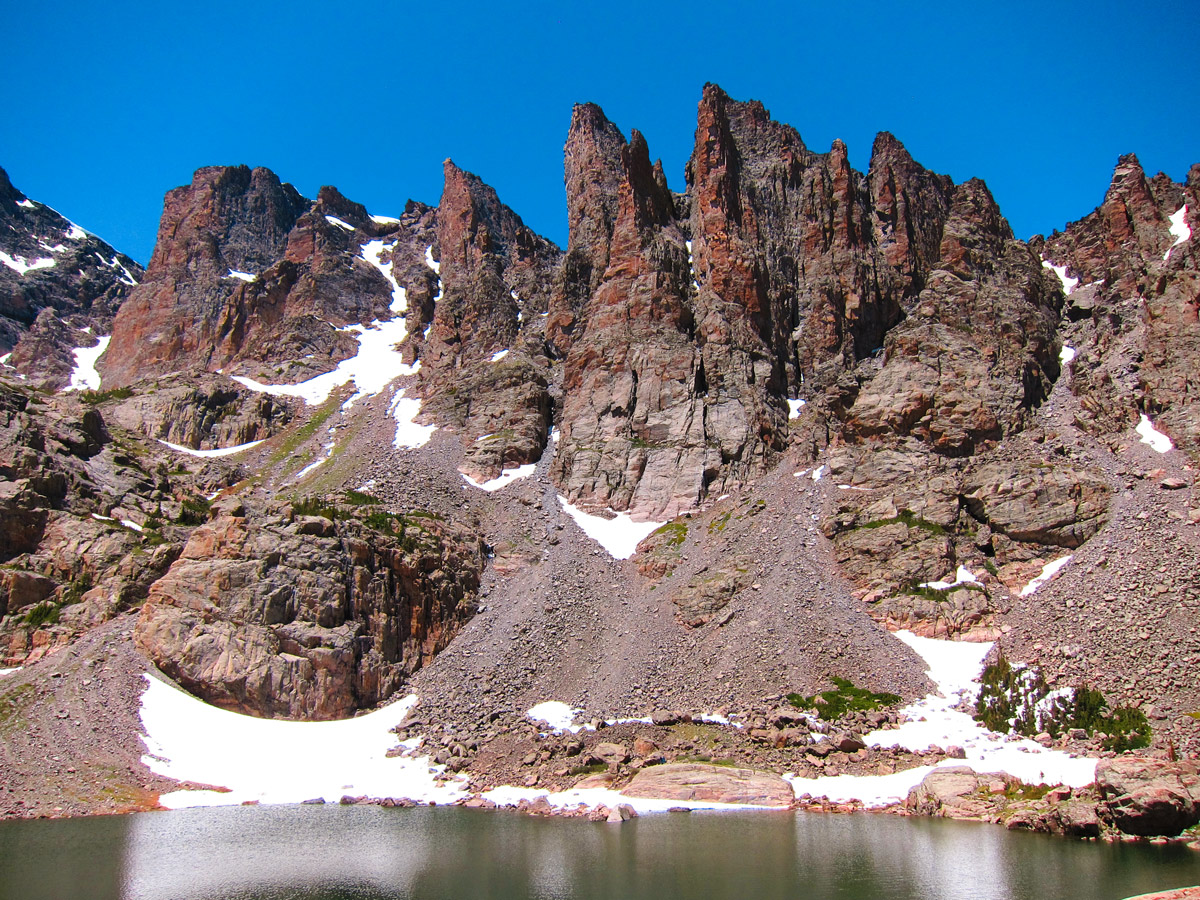 Shark teeth on Sky Pond and Lake of Glass hike in Rocky Mountain National Park, Colorado