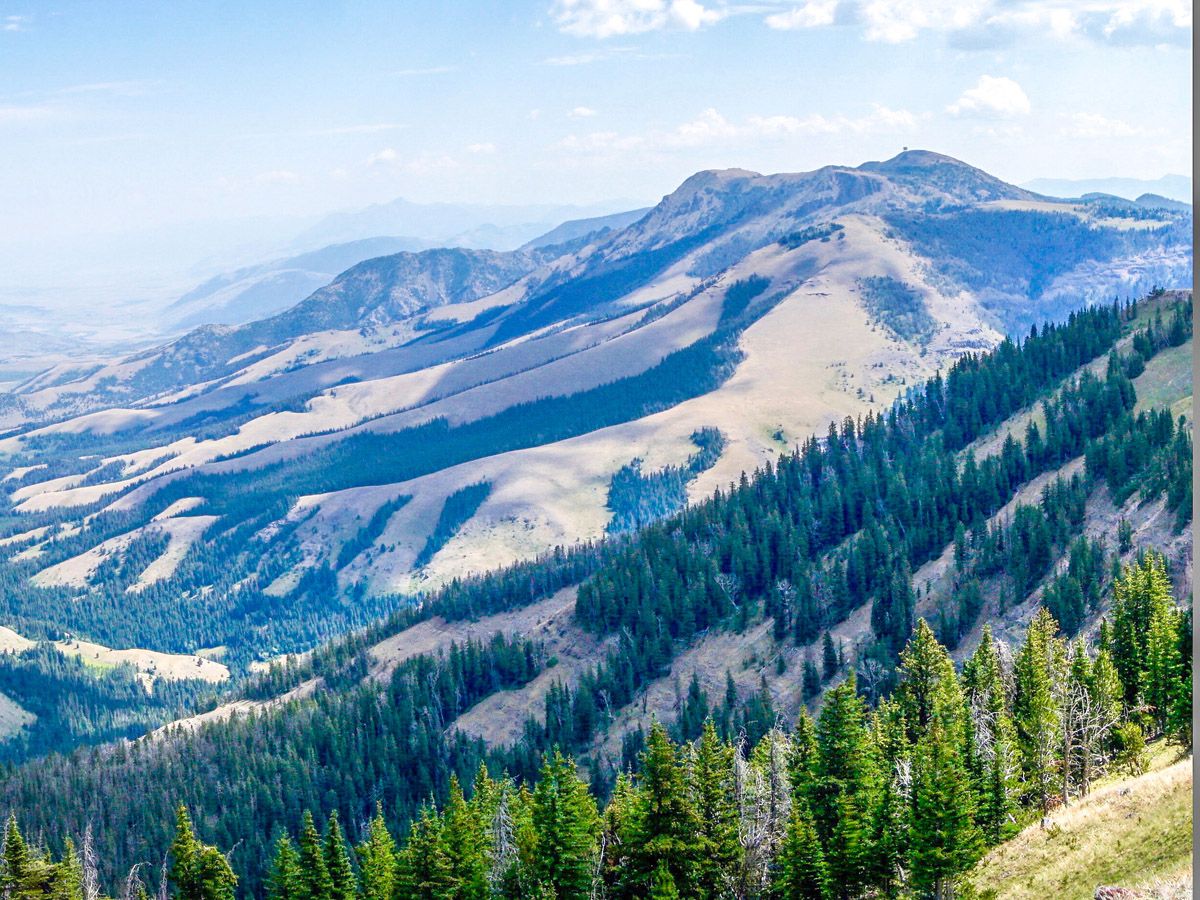 Beautiful scenery from the mountain at Sky Rim Hike in Yellowstone National Park