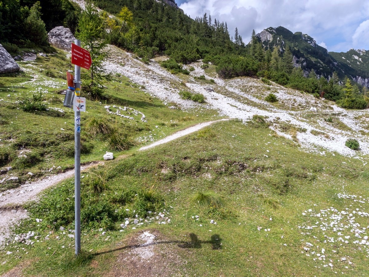 Trailhead at Vršic pass on Slemenova Spica hike in Julian Alps