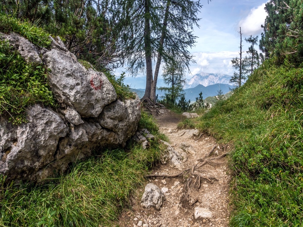 Beautiful trail of Slemenova Spica hike in Julian Alps