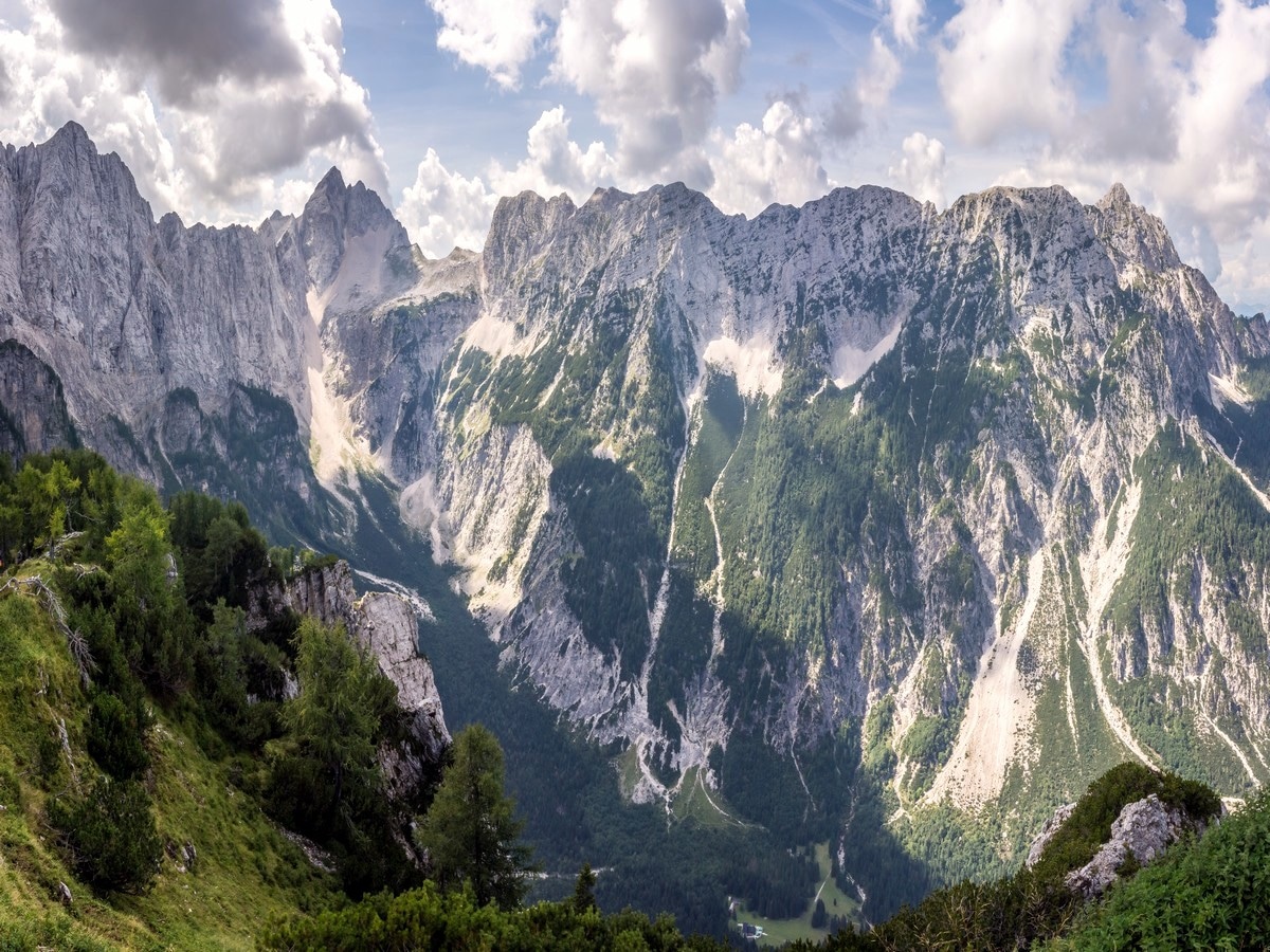 Tamar valley surrounded by high peaks on Slemenova Spica hike in Julian Alps