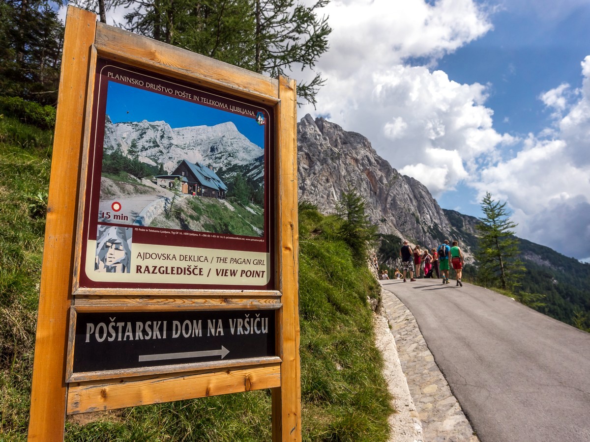 Path to Poštarski dom hut on Path of The Pagan Girl Hike in Julian Alps, Slovenia