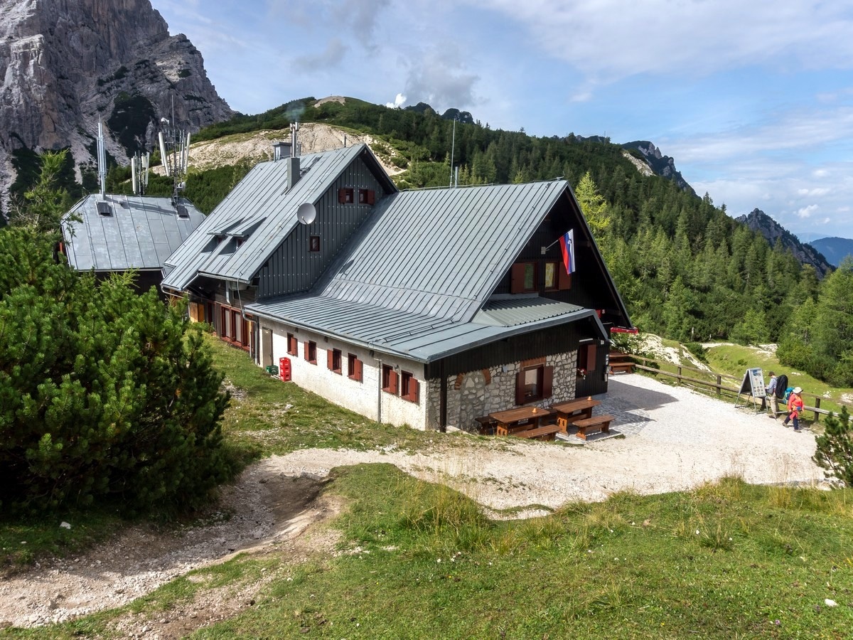 The Poštarski dom hut on Path of The Pagan Girl Hike in Julian Alps, Slovenia