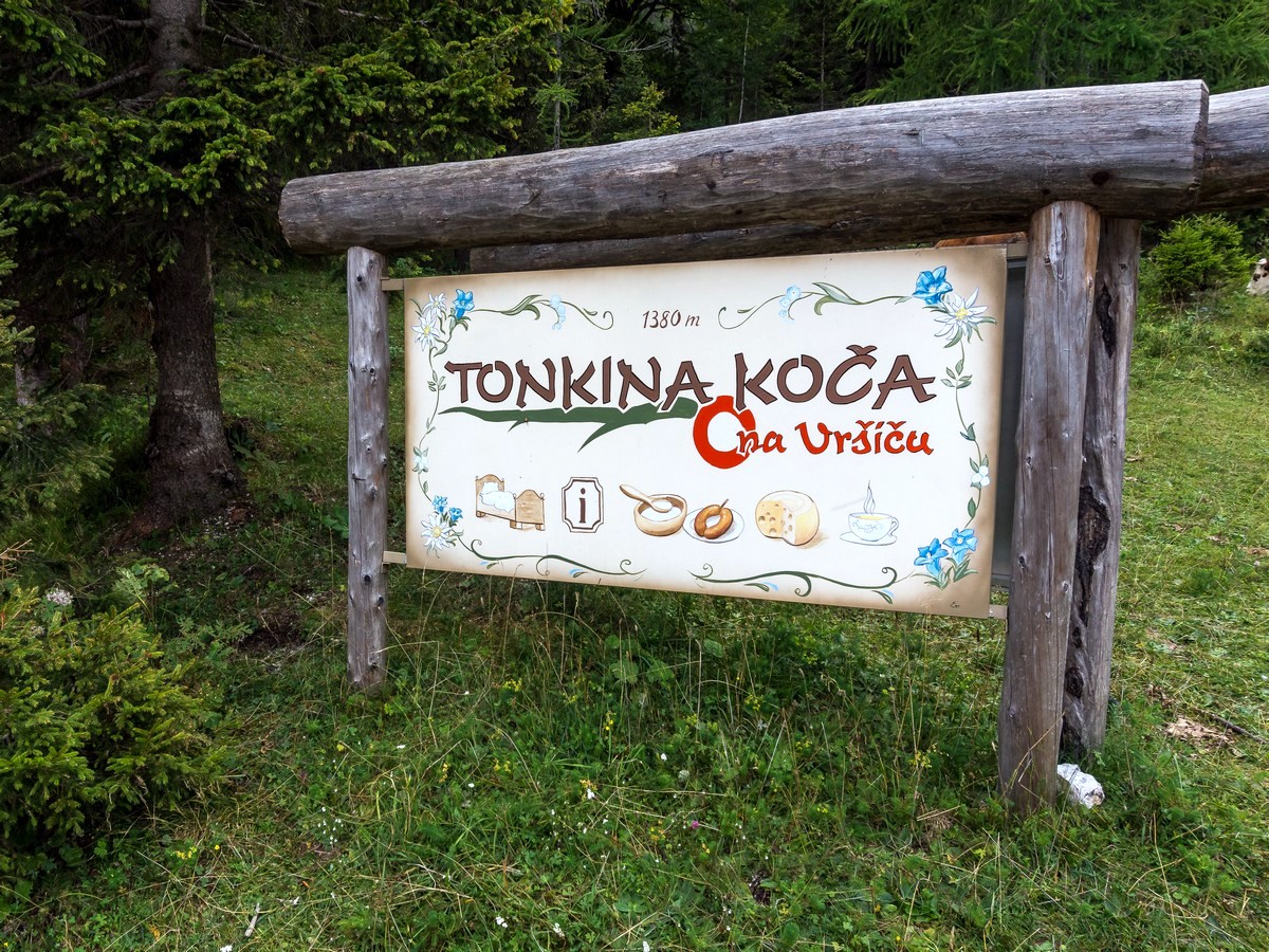 At Tonka's hut on Path of The Pagan Girl Hike in Julian Alps, Slovenia