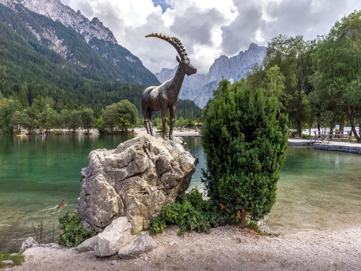 Jasna lake in Kranjska Gora from the Path of The Pagan Girl Hike in Julian Alps, Slovenia