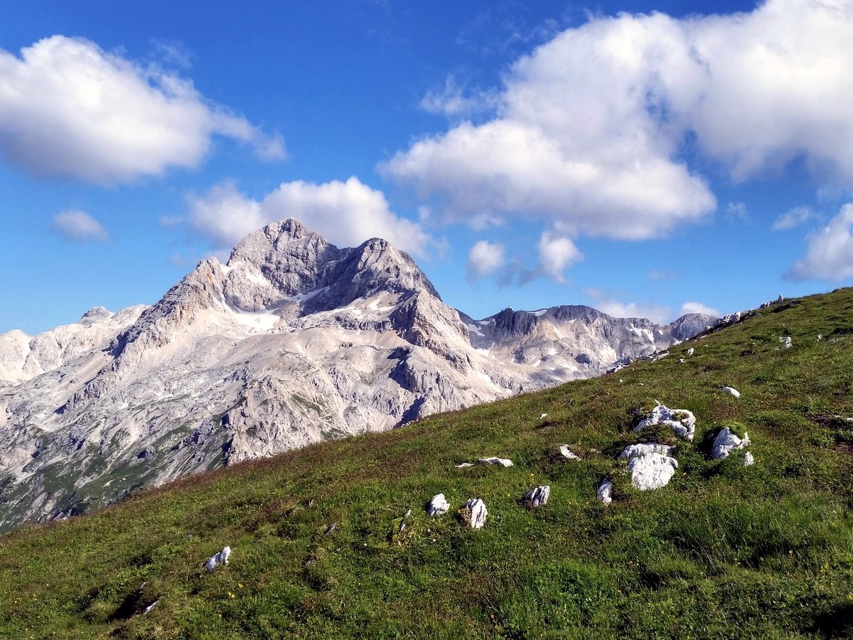 Mount Triglav as seen from the Mount Tosc Hike in Julian Alps, Slovenia