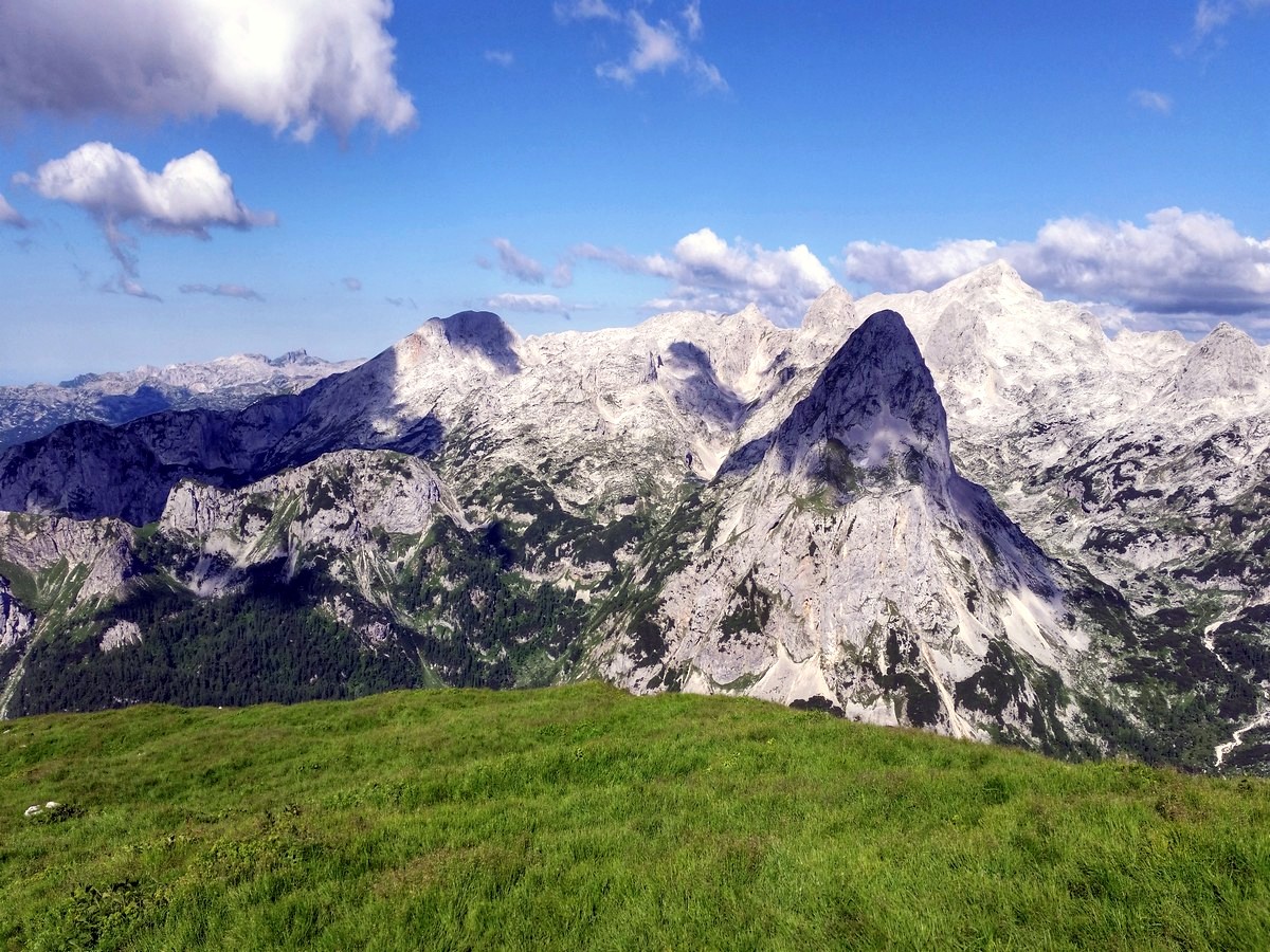Debeli vrh Mišelj peak on Mount Tosc trail in Slovenia, Julian Alps
