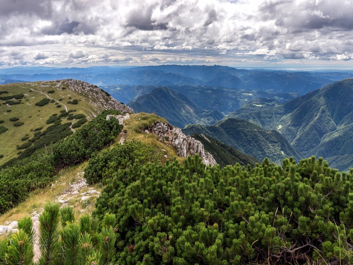 Primorska region from the Vogel and Rodica Hike in Julian Alps, Slovenia
