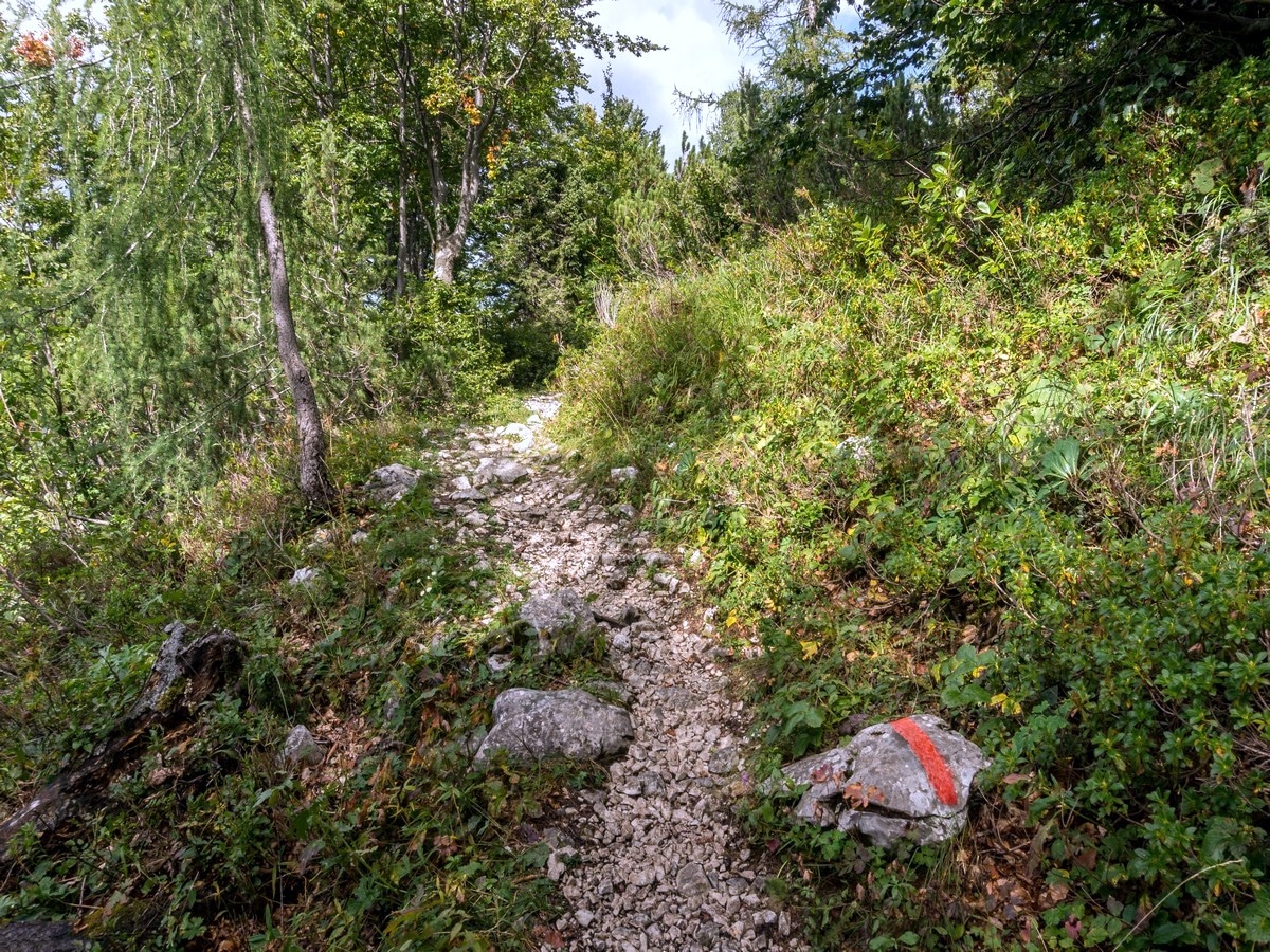 Path to the Vogel Ski Hotel on the Vogel and Rodica Hike in Julian Alps, Slovenia