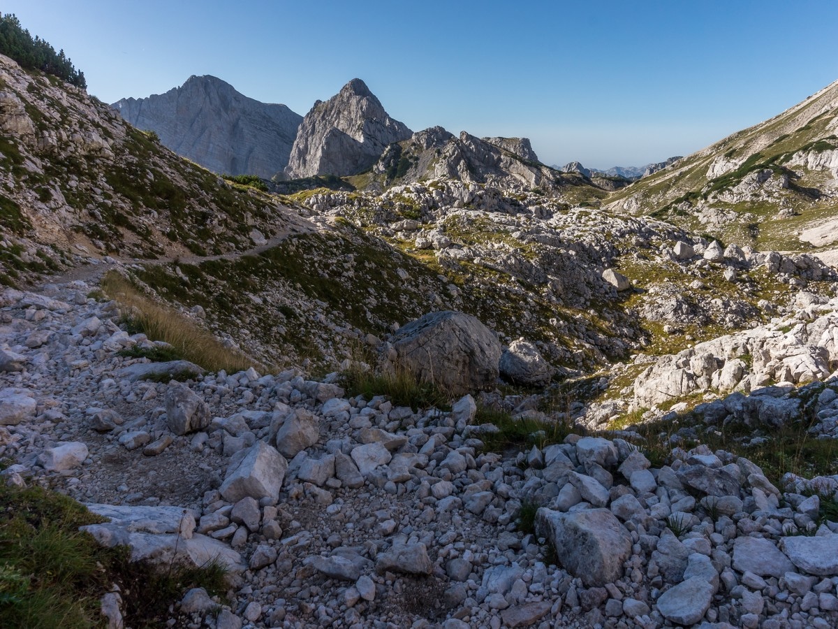Mount Tosc and Mount Vernar from the Kredarica Hike in Julian Alps, Slovenia