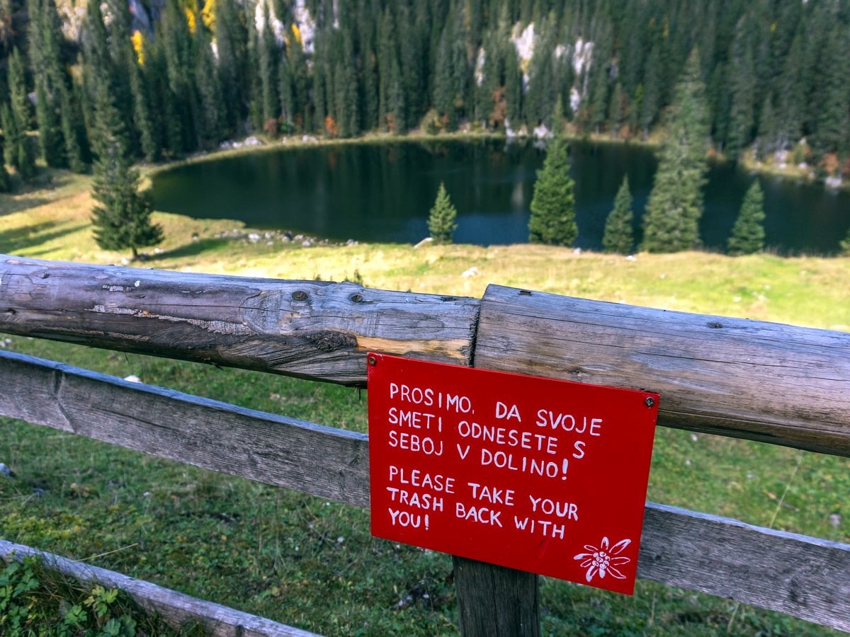 Sign on the Bohinj Pastures Route Hike in Julian Alps, Slovenia
