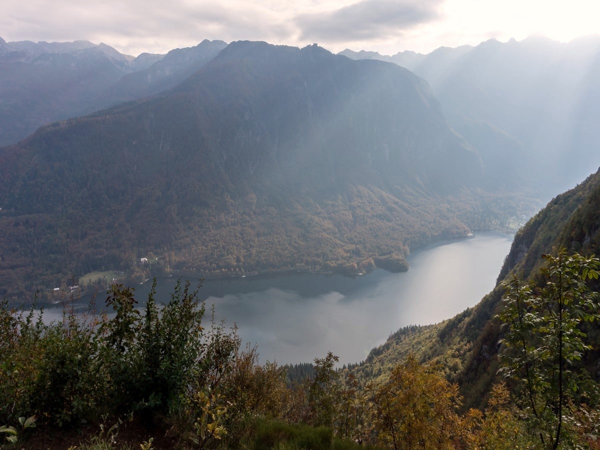 Bohinj lake on the Bohinj Pastures Route Hike in Julian Alps, Slovenia