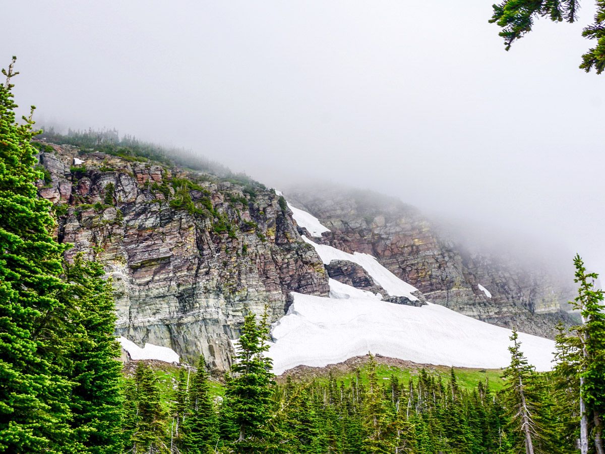 Mountain snow at Swiftcurrent Pass Hike at Glacier National Park