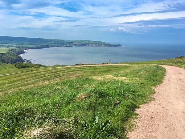Trail of the Ravenscar and Robin Hood's Bay walk in North York Moors, England