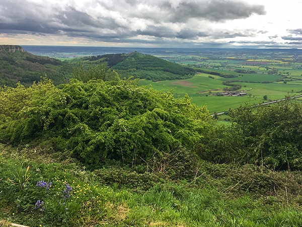 Views from the Sutton Bank, White Horse of Kilburn and Gormire Lake walk in North York Moors, England