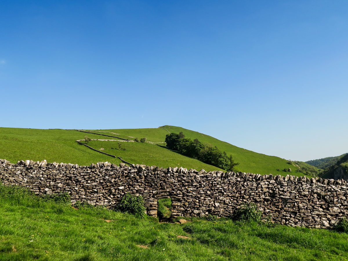 Ascent of Bailey Hill on the Dovedale Circular Hike in Peak District, England