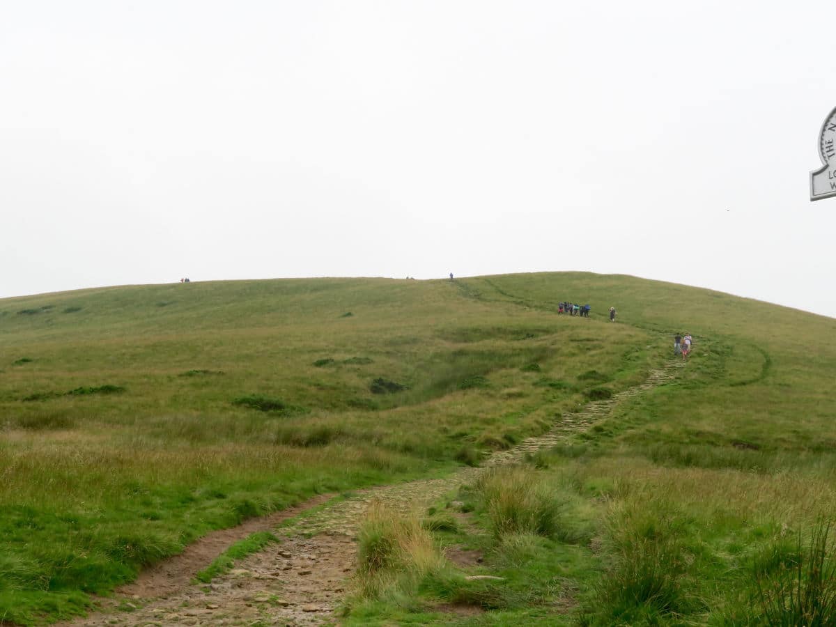 Approaching the top of the Great Ridge and Win Hill Hike in Peak District, England