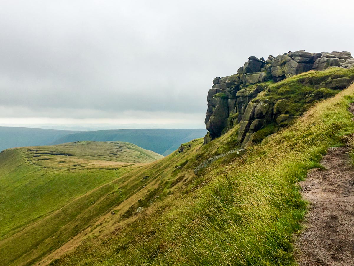 Crowden Head on Kinder Reservoir on Kinder Scout walk in Peak District