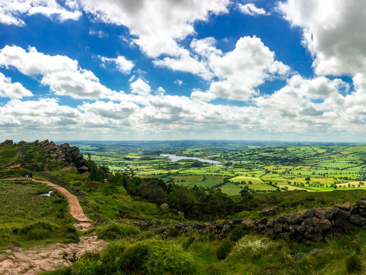 Panoramic view of The Roaches and Lud's Church Hike in Peak District, England