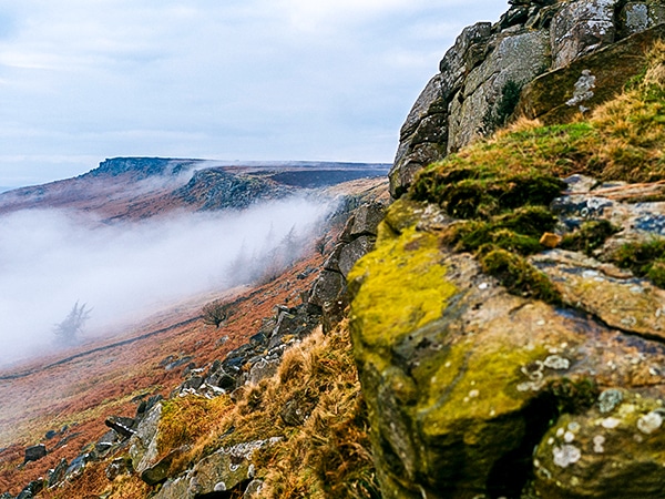 Scenery of the Stanage Edge from Hathersage hike in Peak District, England