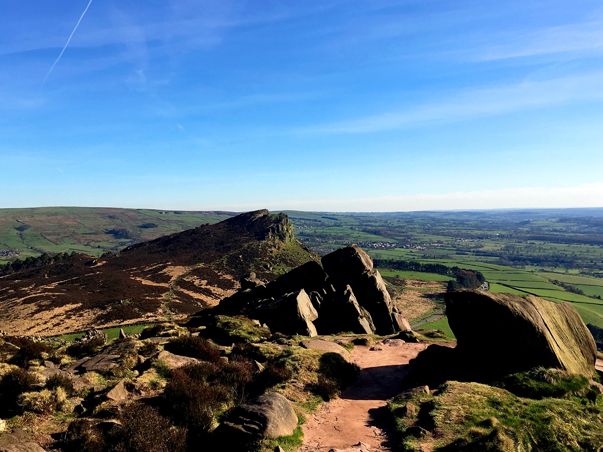 Looking back to Hen Cloud on The Roaches and Lud's Church Hike in Peak District, England