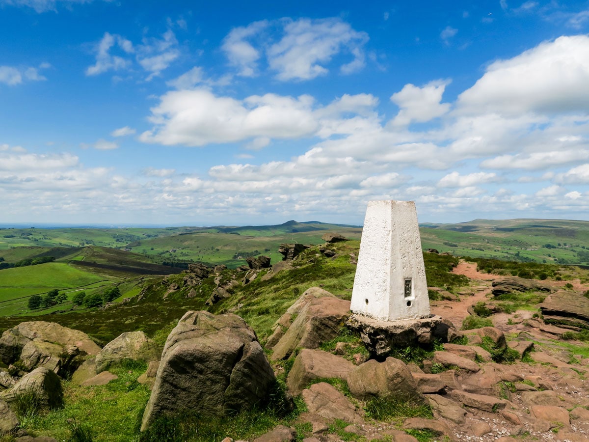 Trig Point view on The Roaches and Lud's Church Hike in Peak District, England