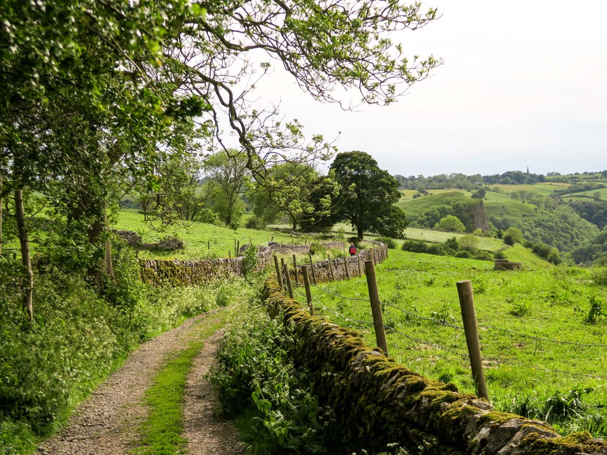 Farm track to Wetton Mill on Thor's Cave and The Manifold Valley Hike in Peak District, England