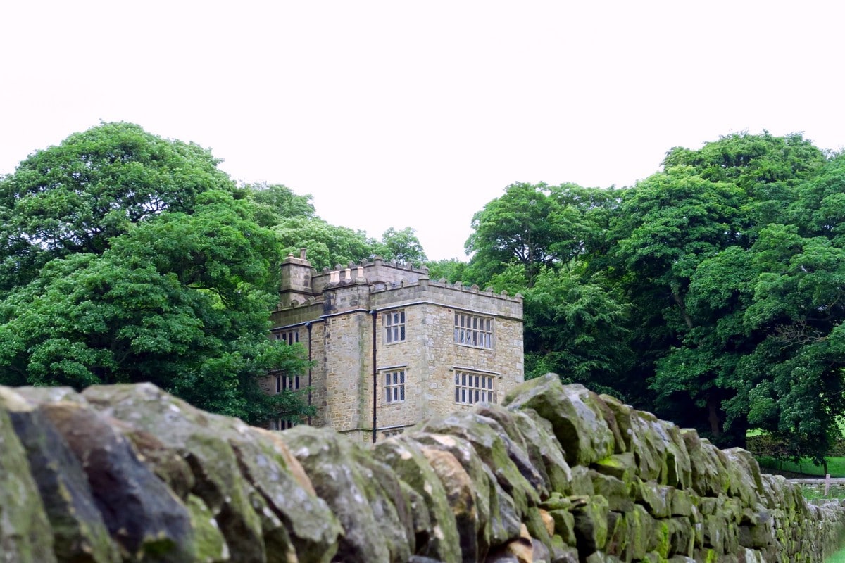 North Lees Hall on the Stanage Edge from Hathersage Hike in Peak District, England