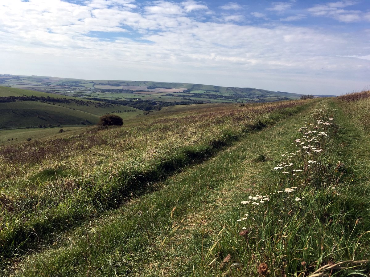 Views towards Lewes from the Glynde and Mount Caburn Hike in South Downs, England
