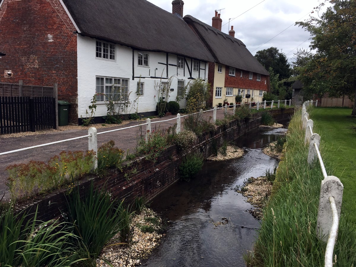 The quaint village of East Meon on the East Meon and Butser Hill Hike in South Downs, England