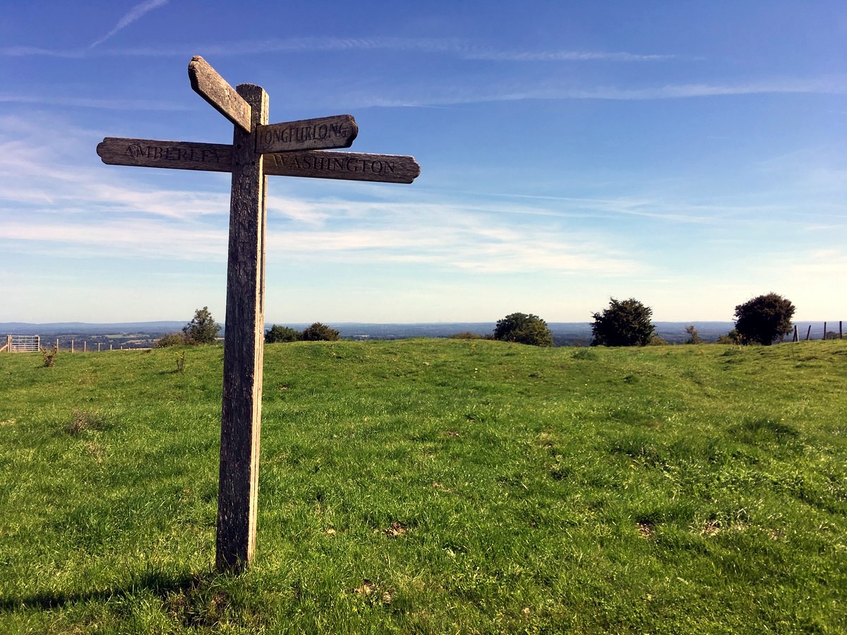 Following the signs to Washington on the Amberley to Shoreham-by-Sea Hike in South Downs, England