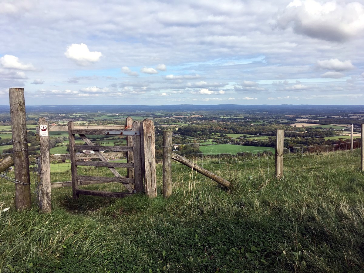 View to the north from Plumpton Plain from the Hassocks to Lewes Hike in South Downs, England