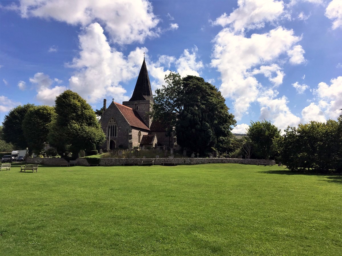 St James church in Alfriston on the Long Man of Wilmington to Alfriston Hike in South Downs, England