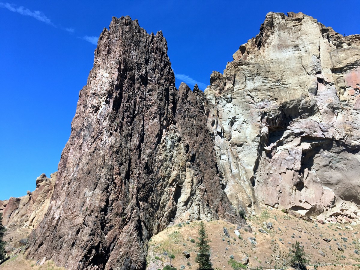 Massive rock formations on the Smith Rock’s Summit Trail Loop Hike near Bend, Oregon