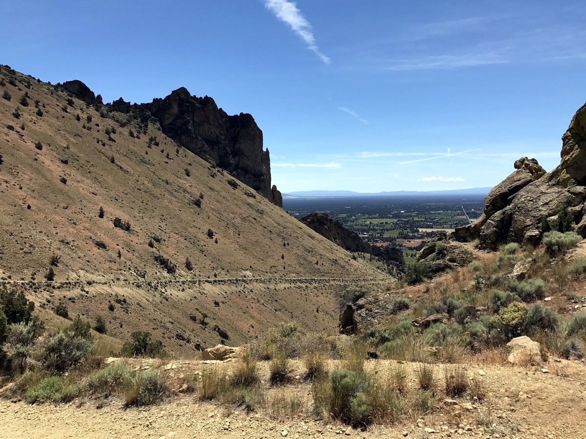 Logging road climb on the Smith Rock’s Summit Trail Loop Hike near Bend, Oregon