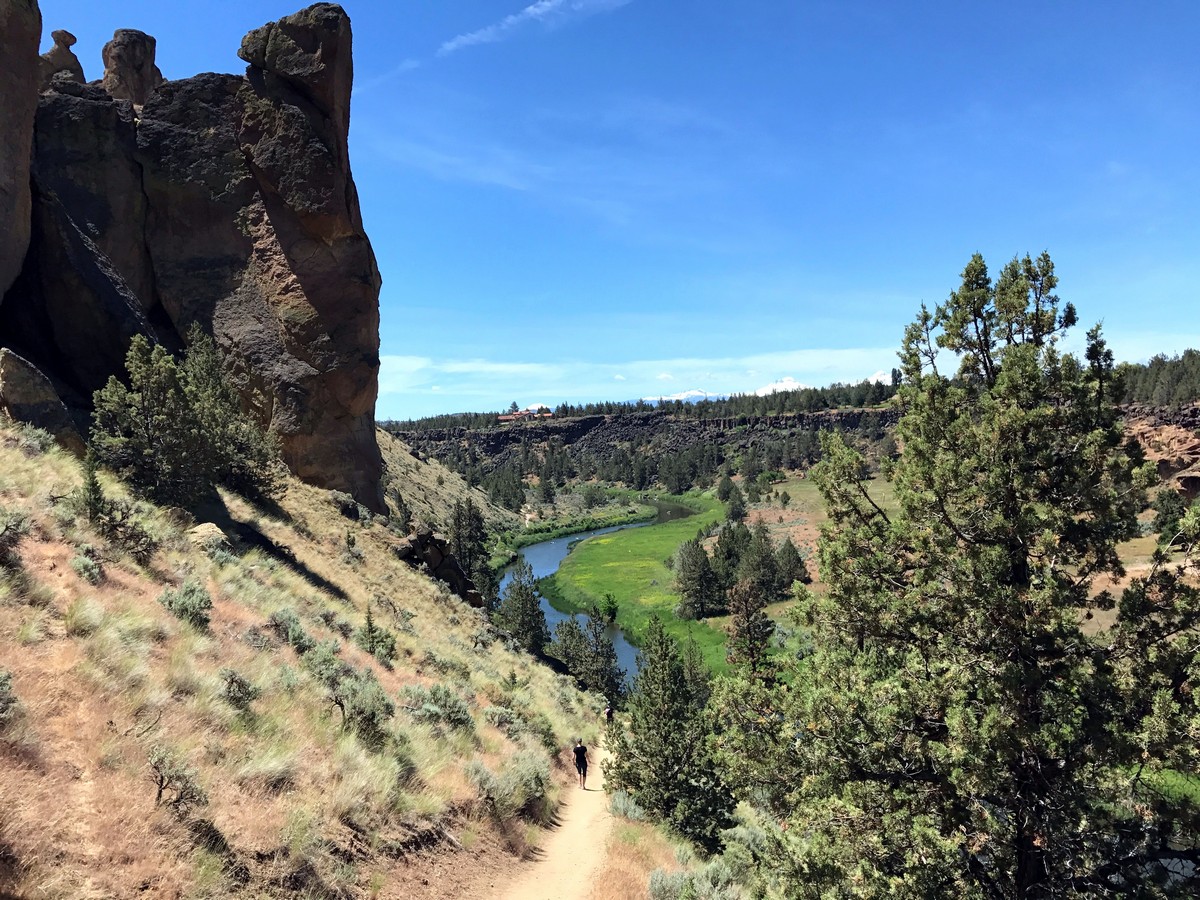 Descending Mesa Verde on the Smith Rock's Misery Ridge Loop Hike near Bend, Oregon