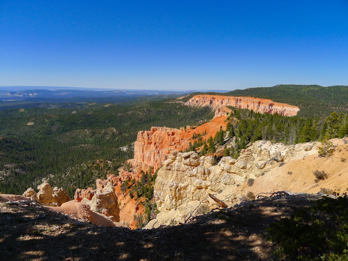 Red cliffs on Cassidy trail hike in Bryce Canyon National Park